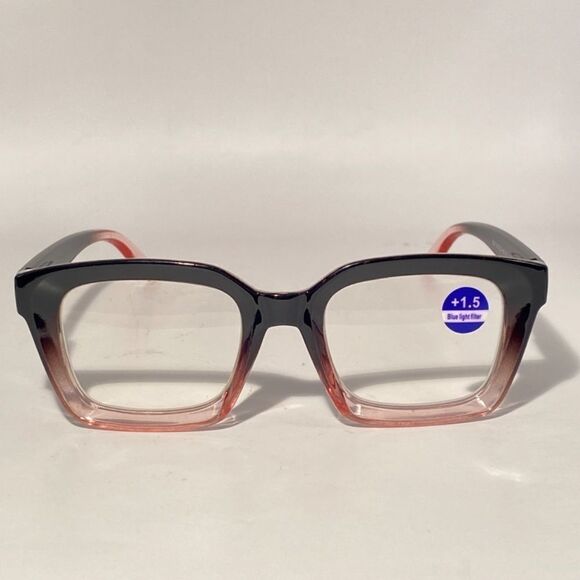 1327 Claudia 1.5 Black Pink Gadient Oversize Reading Glasses Square Concave NWT - Picture 3 of 9